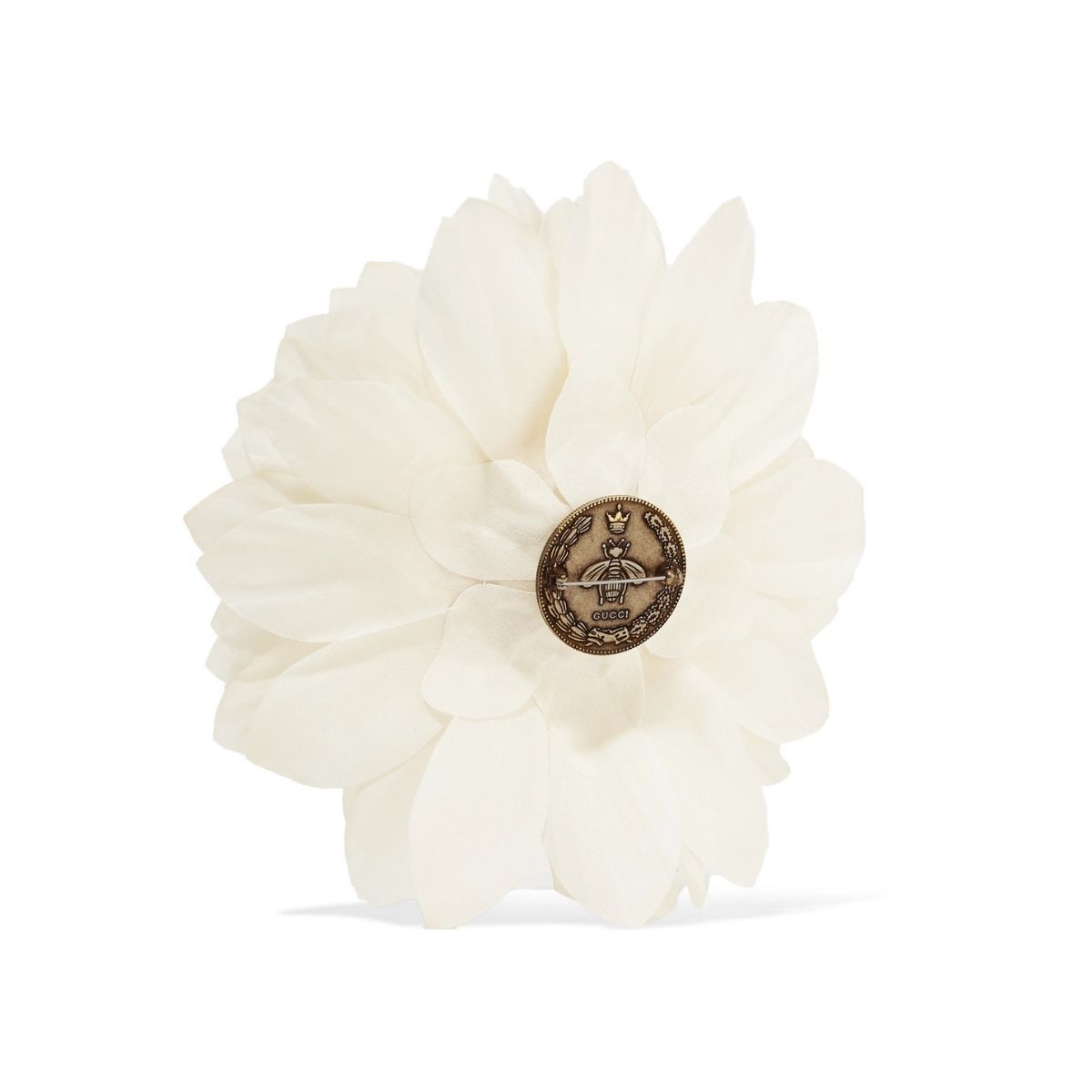 Gucci White Silk Flower Brooch - Runway Catalog