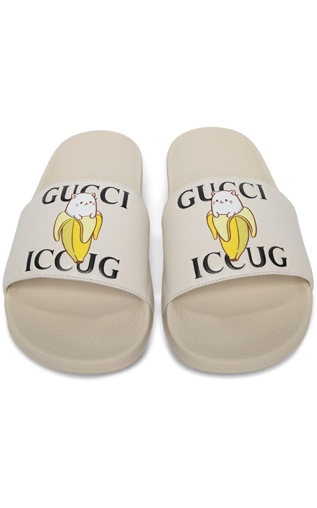 Gucci X Bananya Logo - print Open - toe Slides - Runway Catalog
