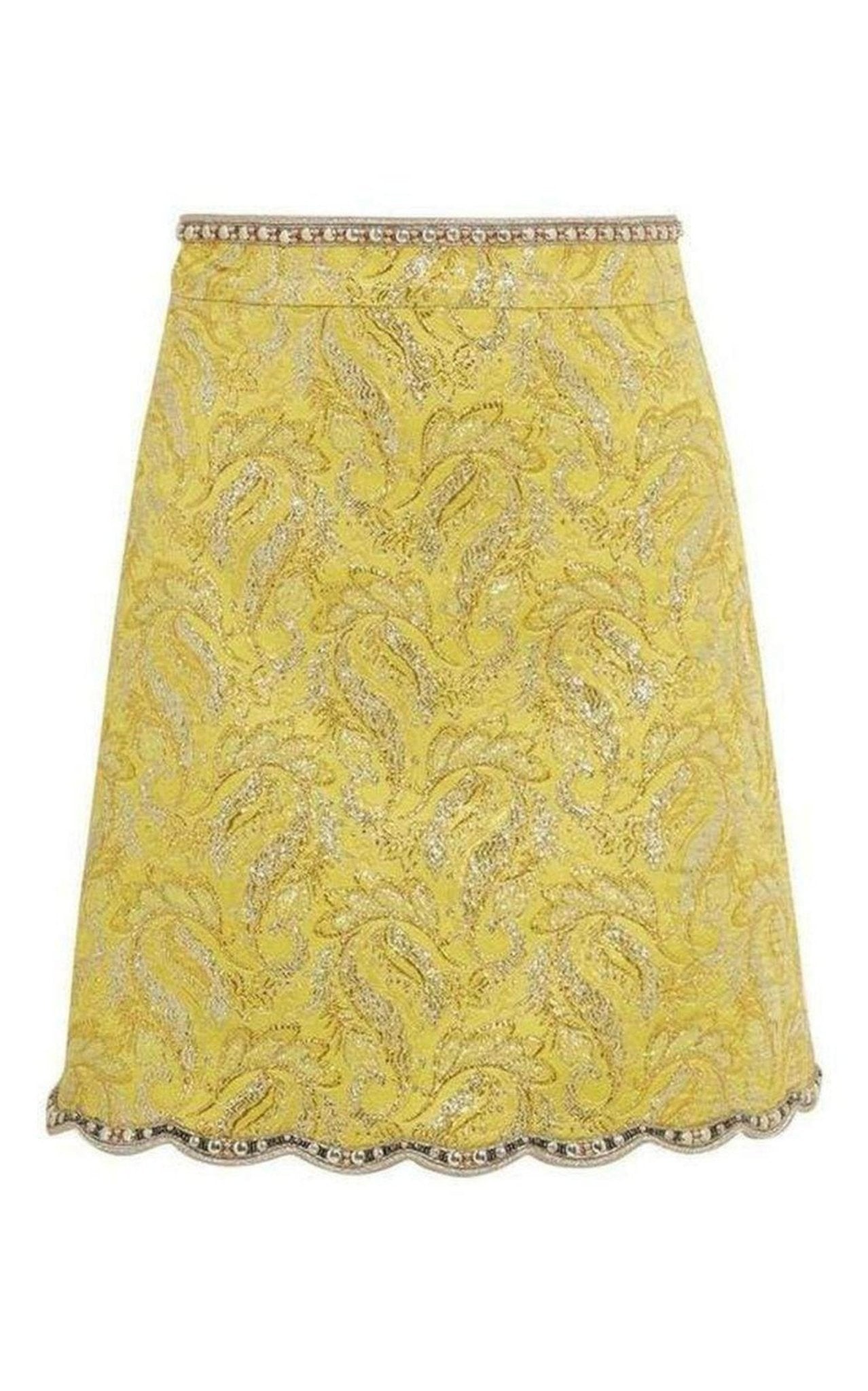 Gucci Yellow Brocade Jacquard Mini Skirt - Runway Catalog