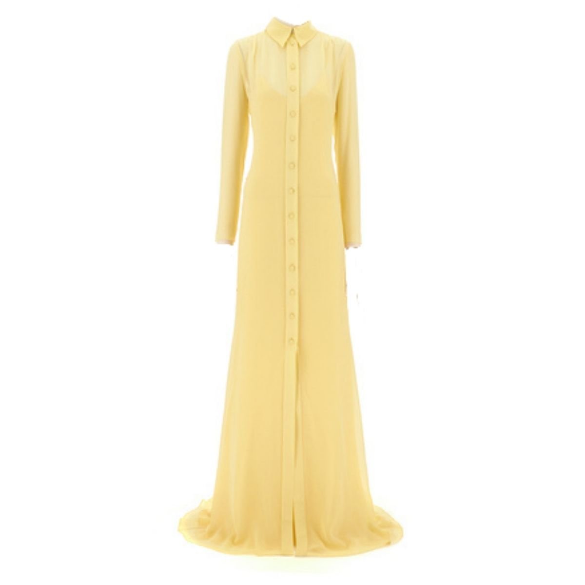 Gucci Yellow Silk Maxi Shirt Dress - Runway Catalog
