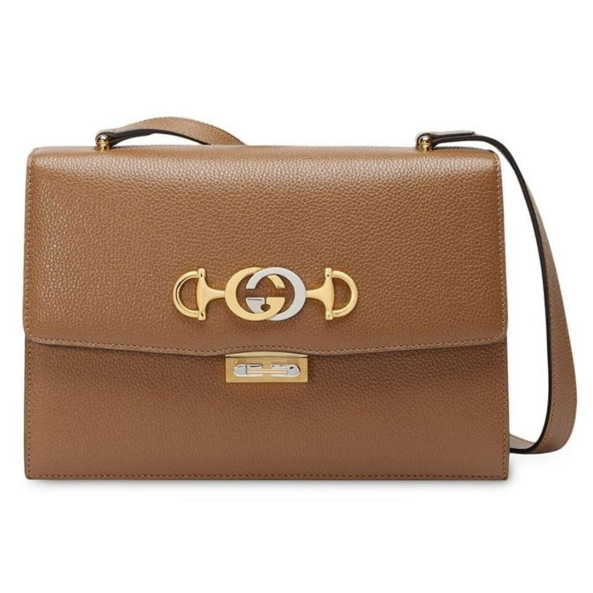 美品☆GUCCI  セミショルダーレザー　バッグ　キャメルブラウン Gucci Zumi Crossbody Bag in Brown – Runway Catalog