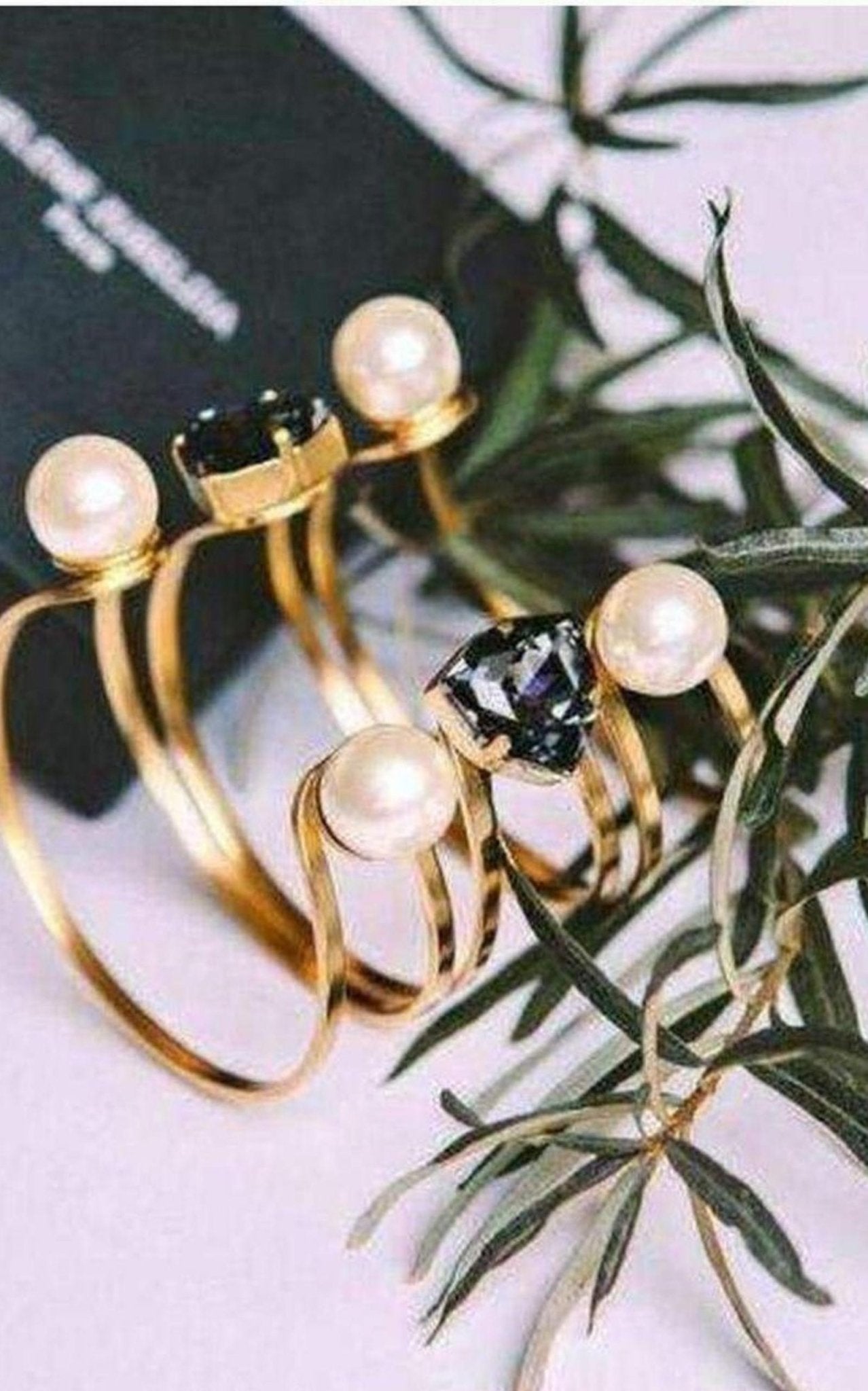 Helene Zubeldia Gold Swarovski Crystal Pearl Cuff Bracelet - Runway Catalog