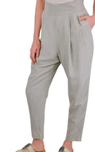Heros Grey Silk - linen blend Pleated Pants - Runway Catalog