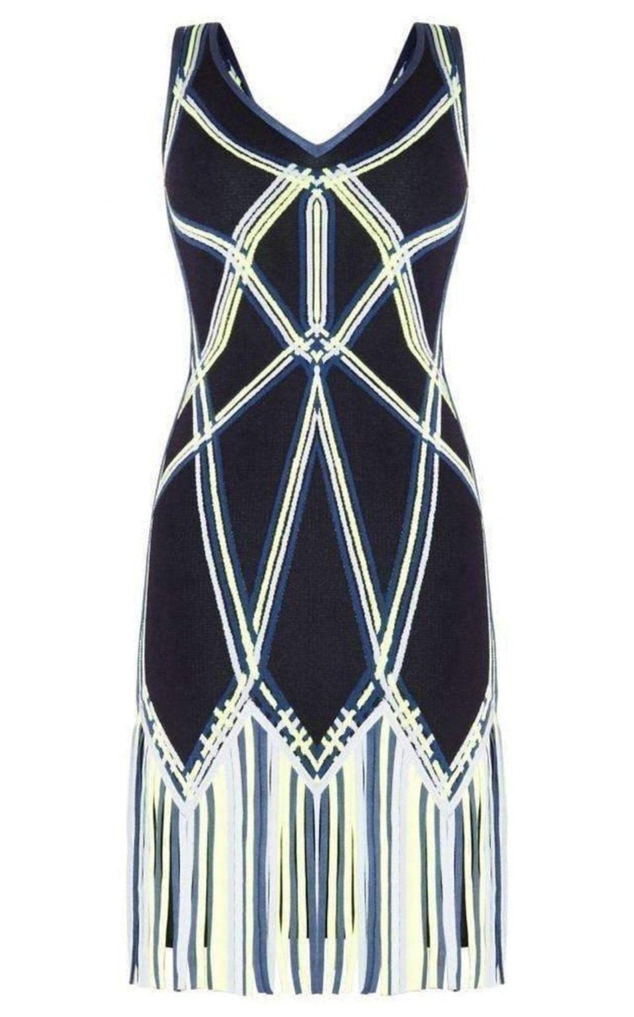 Herve Leger Charoletta Basket Weave Fringe Jacquard Dress - Runway Catalog