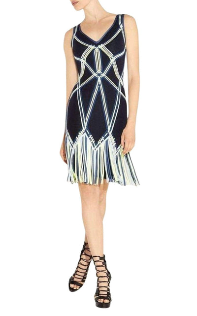 Herve Leger Charoletta Basket Weave Fringe Jacquard Dress - Runway Catalog