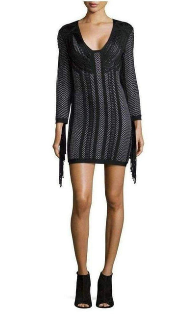 Herve Leger Doutzen Plaited Chevron Fringe Dress - Runway Catalog