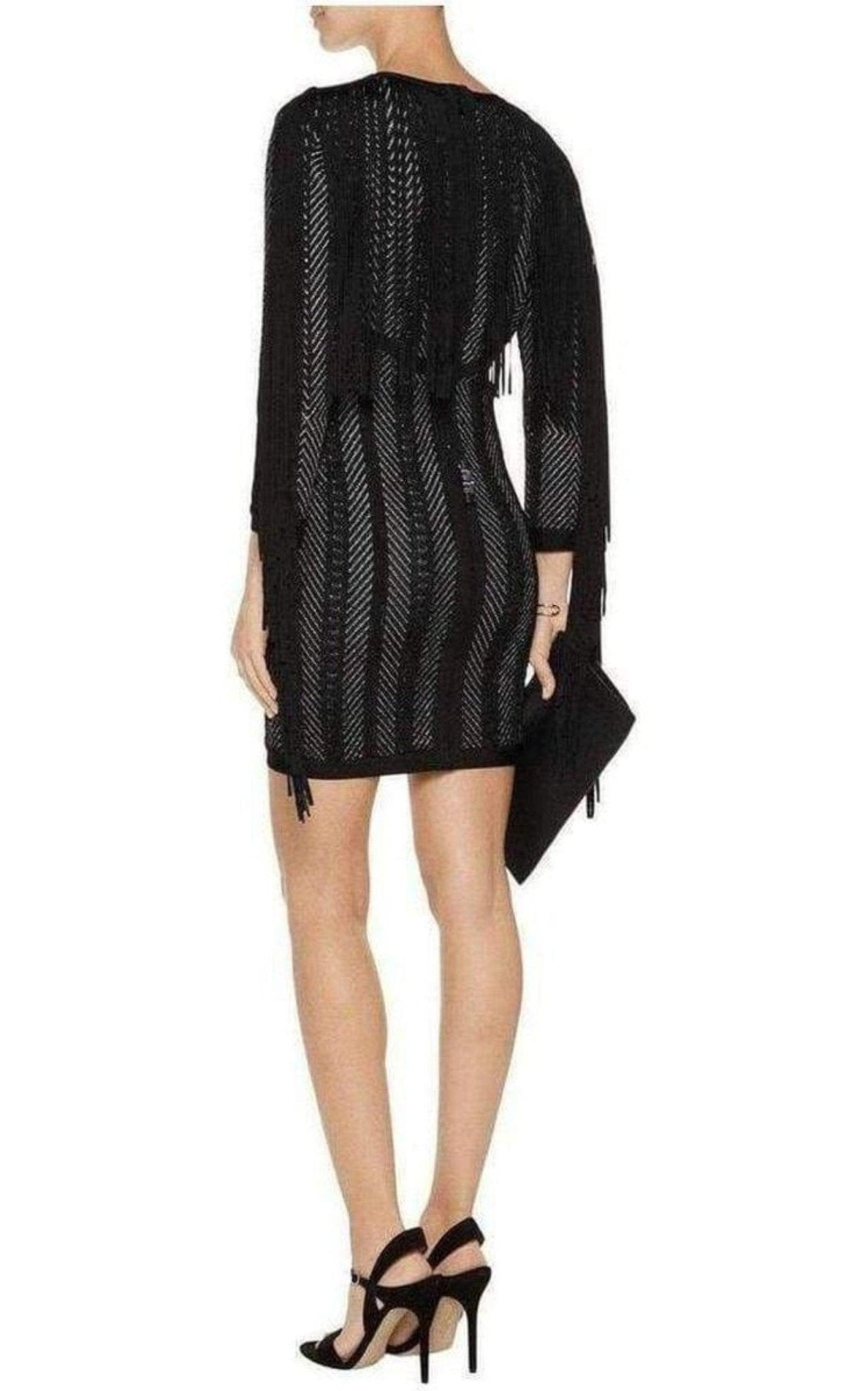 Herve Leger Doutzen Plaited Chevron Fringe Dress - Runway Catalog