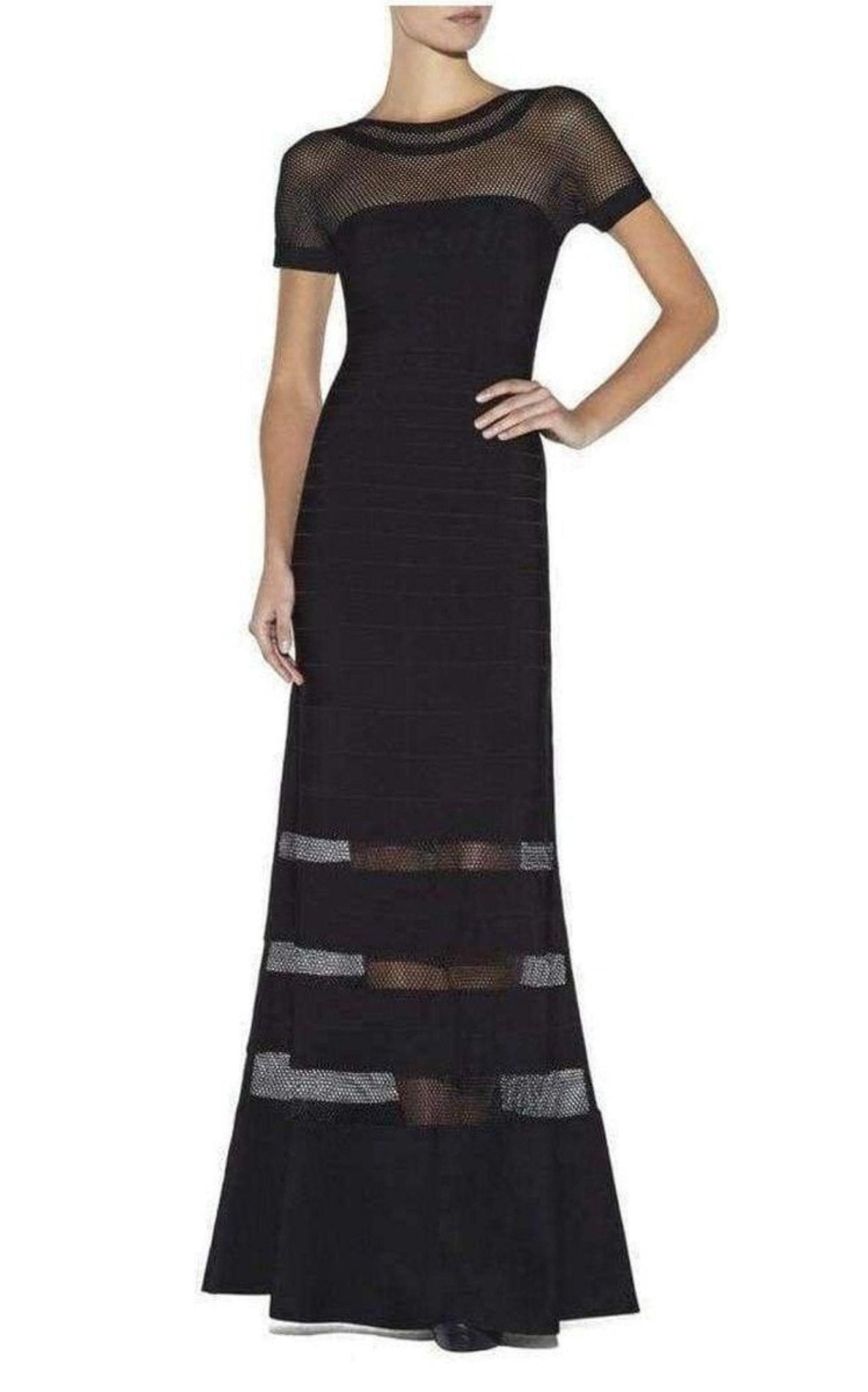 Herve Leger Gweneth Multi Stitch Crochet Detail Gown - Runway Catalog