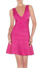 Herve Leger Nikayla Scalloped Edge Caprice Pink Dress - Runway Catalog