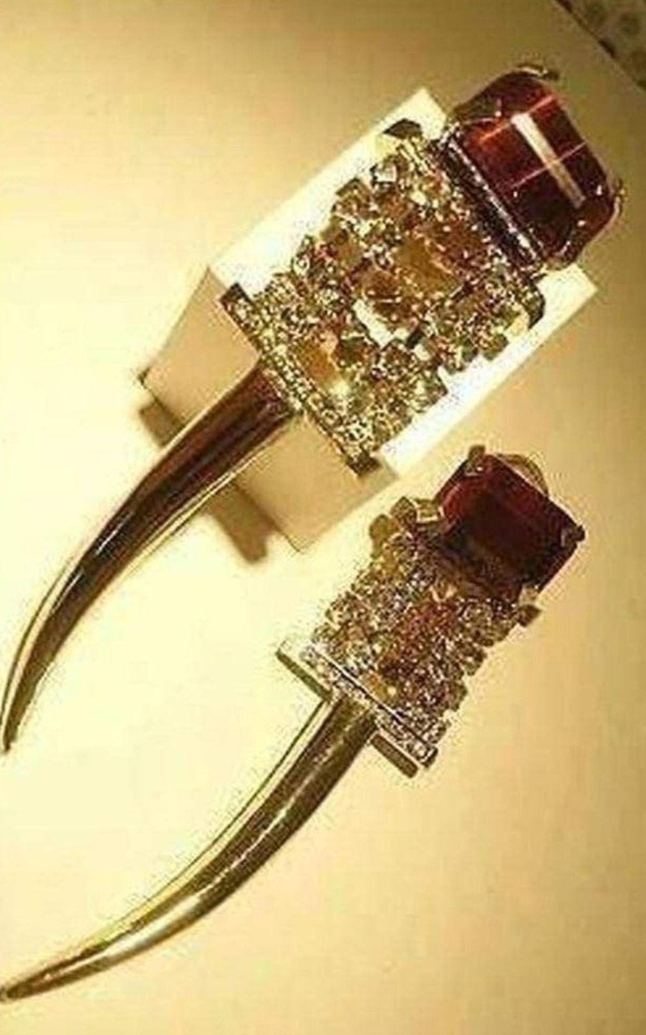 Iosselliani Brass Rhinestone Tiger Eye Clip On Earrings - Runway Catalog