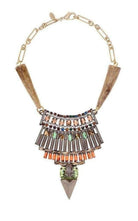 Iosselliani Gold Crystal Tribal Leopard Head Bib Necklace - Runway Catalog