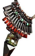 Iosselliani Gold Crystal Tribal Leopard Head Bib Necklace - Runway Catalog