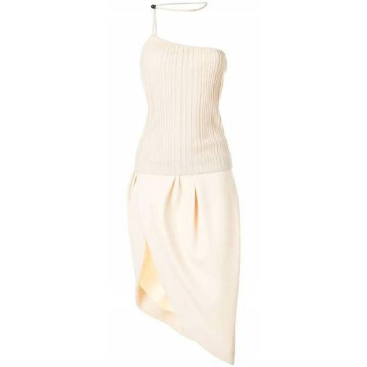 Jacquemus La Bomba Asymmetric Beige Midi Dress – Runway Catalog