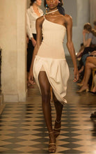 Jacquemus La Bomba Asymmetric Beige Midi Dress - Runway Catalog