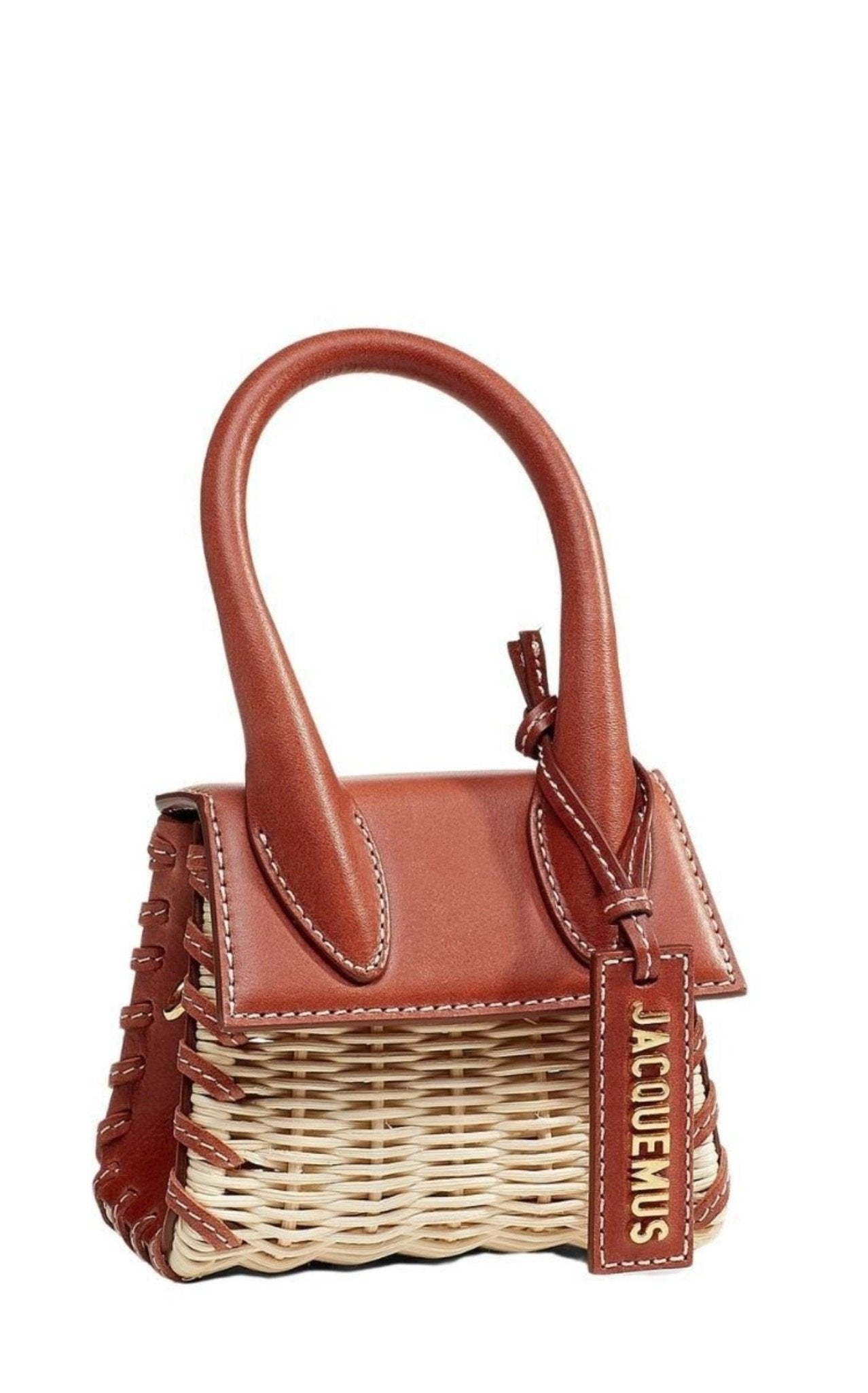 Jacquemus Leather and Rattan Chiquito Mini-Bag in Brown
