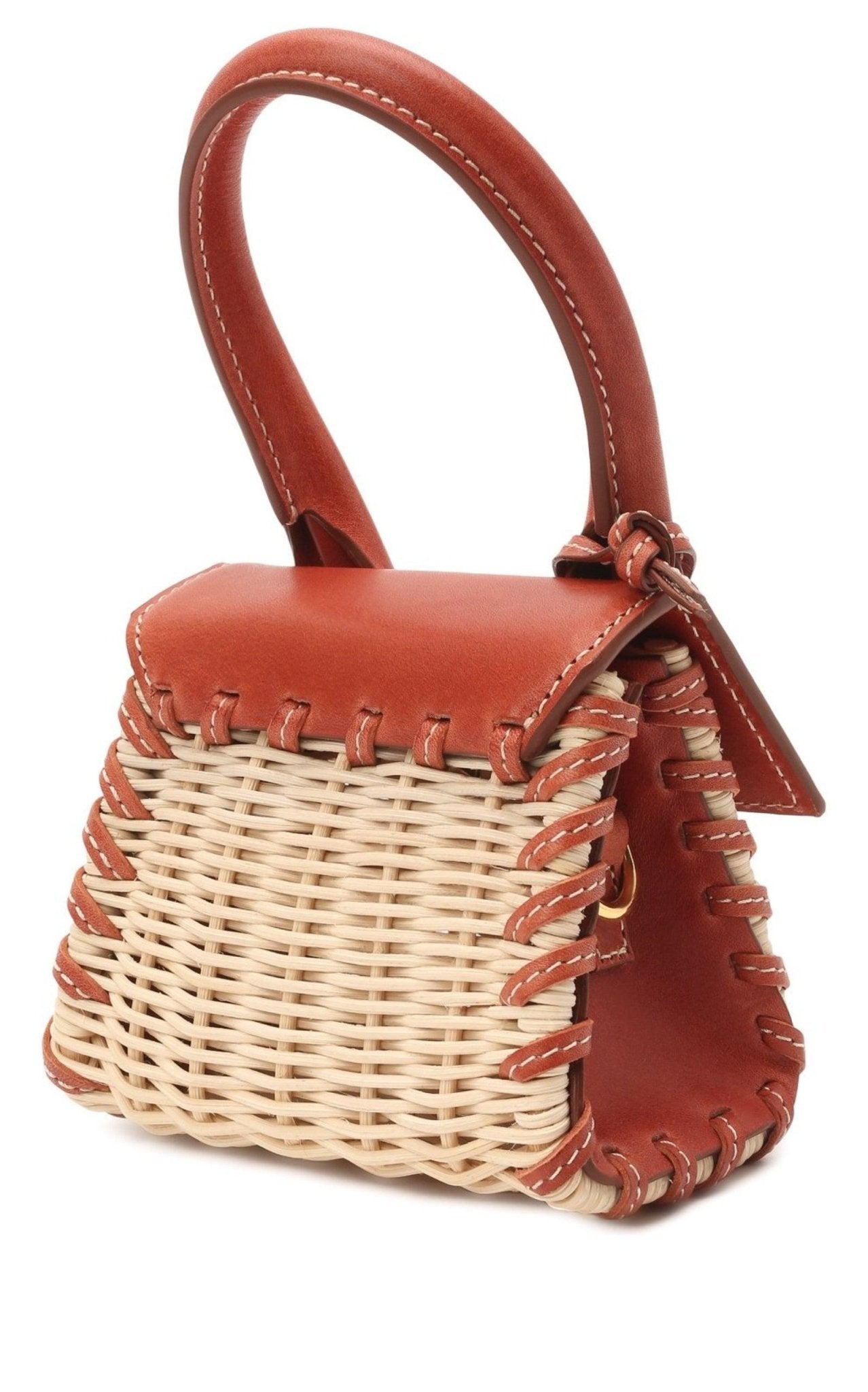 Jacquemus Leather and Rattan Chiquito Mini-Bag in Brown