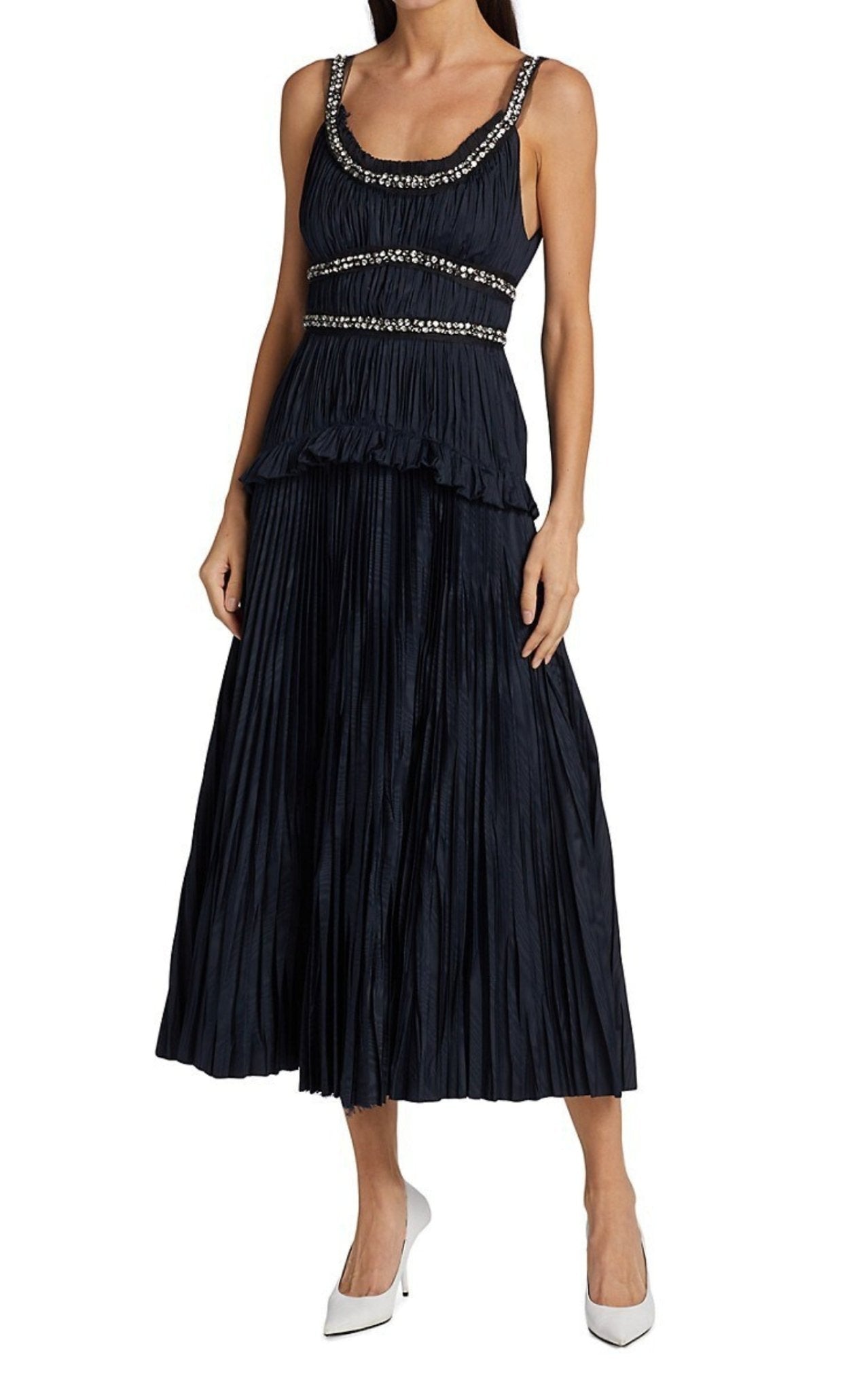 Jason Wu Crystal - Beaded Moire Taffeta Midi Dress - Runway Catalog