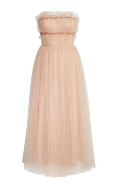 j crew pink strapless dress Jason Wu Strapless Ruched Tulle Midi Cocktail Dress