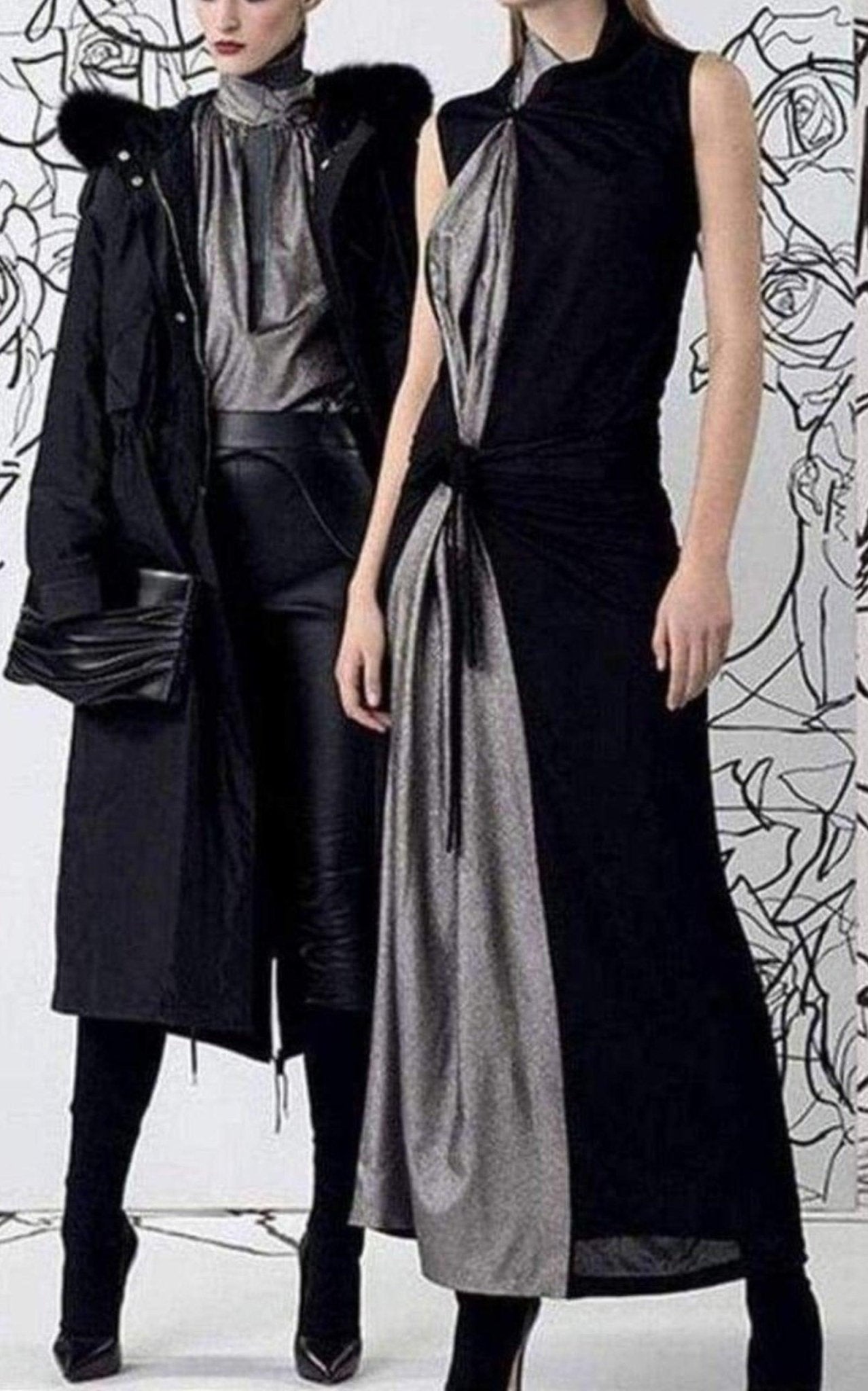 Jean Paul Gaultier Black Metallic Maxi Dress
