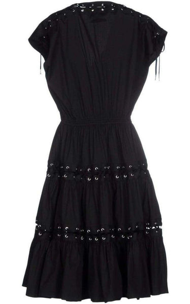 Jean Paul Gaultier Lace Up Panel Black Cotton Dress – Runway Catalog