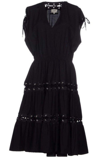 Jean Paul Gaultier Lace Up Panel Black Cotton Dress - Runway Catalog
