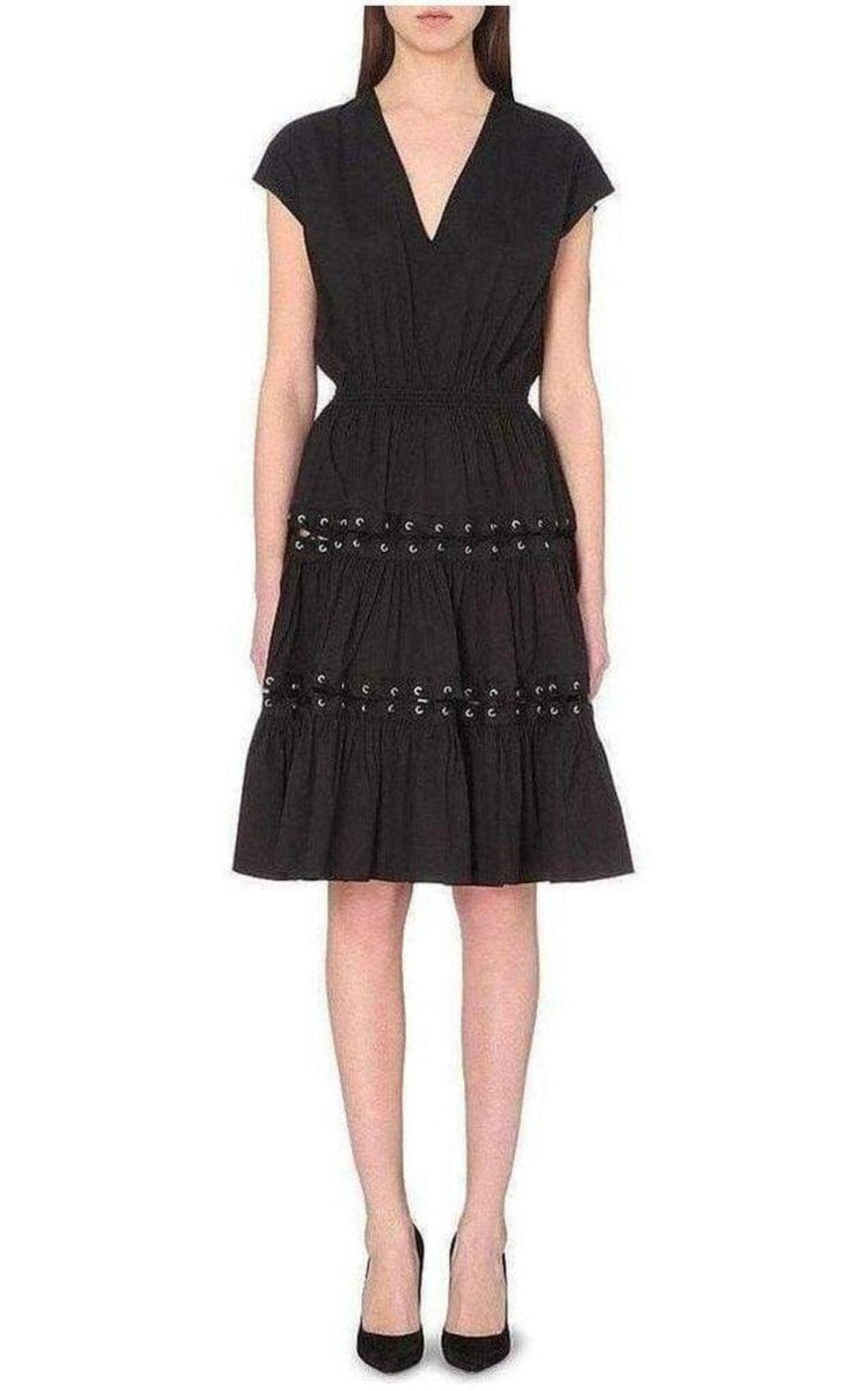 Jean Paul Gaultier Lace Up Panel Black Cotton Dress - Runway Catalog
