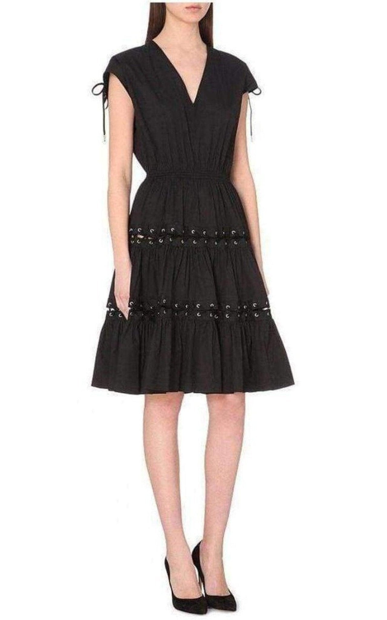 Jean Paul Gaultier Lace Up Panel Black Cotton Dress - Runway Catalog