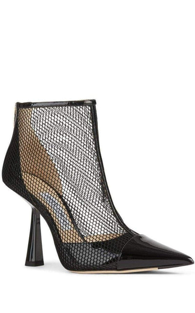 Jimmy Choo Kix 100 Fishnet Patent Leather Ankle Boots - Runway Catalog