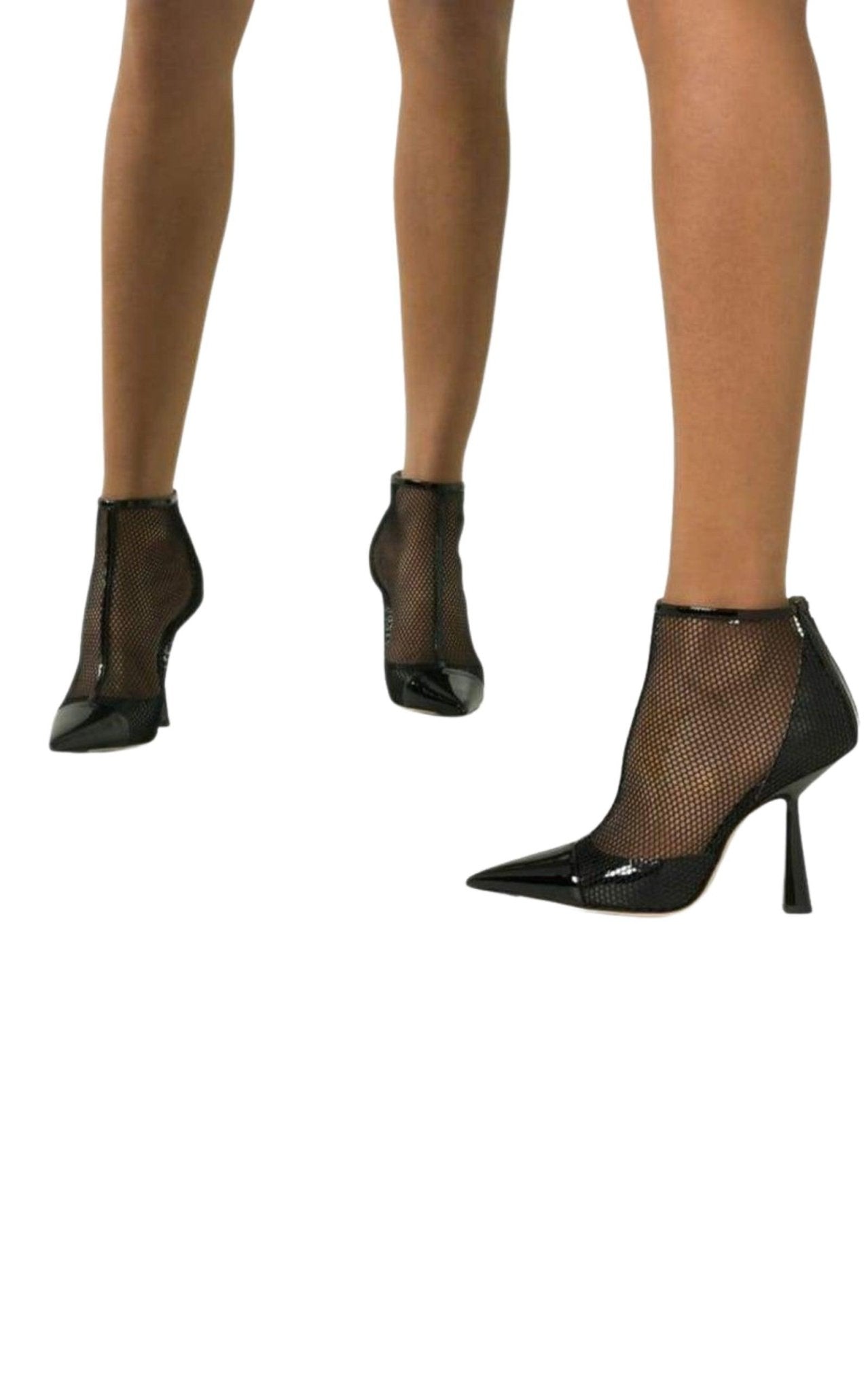 Jimmy Choo Kix 100 Fishnet Lackleder-Stiefeletten – Runway-Katalog