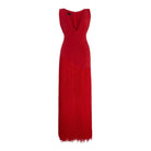 Kilentar jade fringed cotton maxi dress with cascading fringe detailing