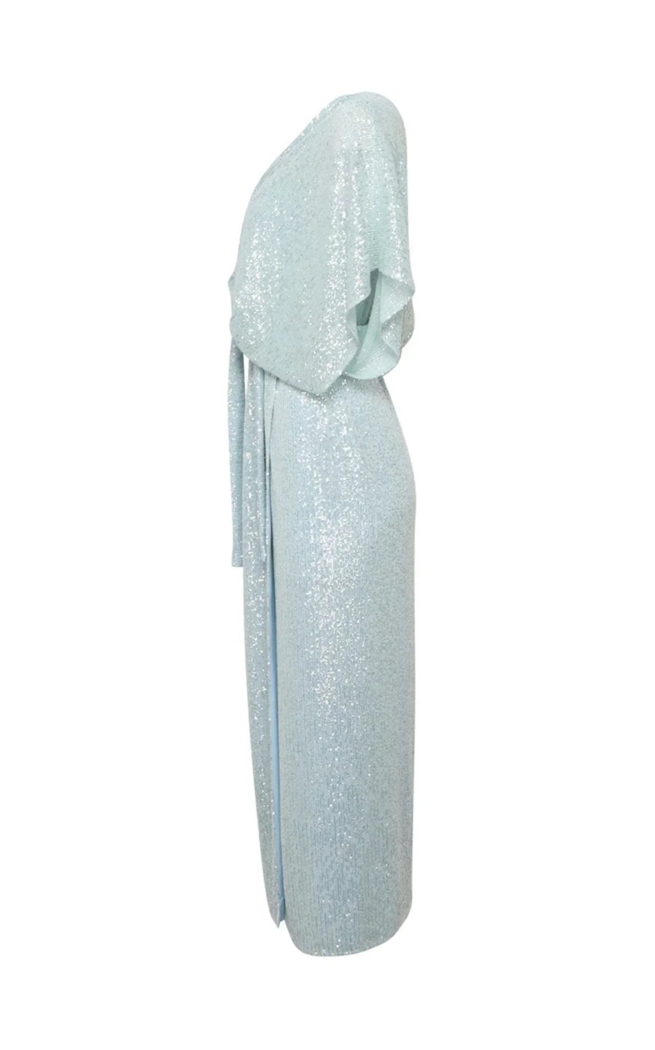 Kiton Water Green Sequin Belted Maxi Dress - Runway Catalog