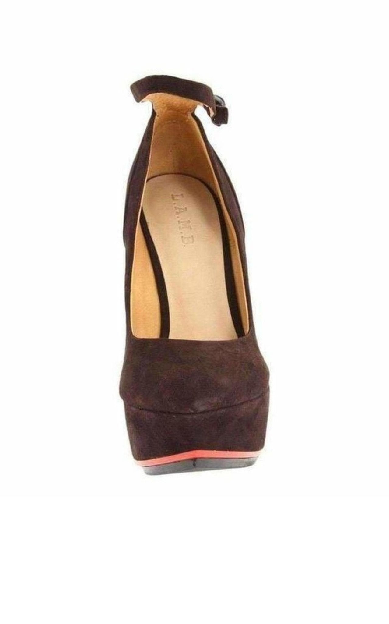 L.A.M.B. Brown Suede High Wedge Shoes - Runway Catalog