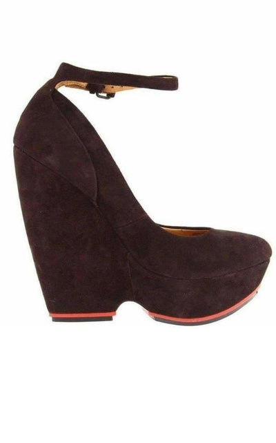 L.A.M.B. Brown Suede High Wedge Shoes - Runway Catalog