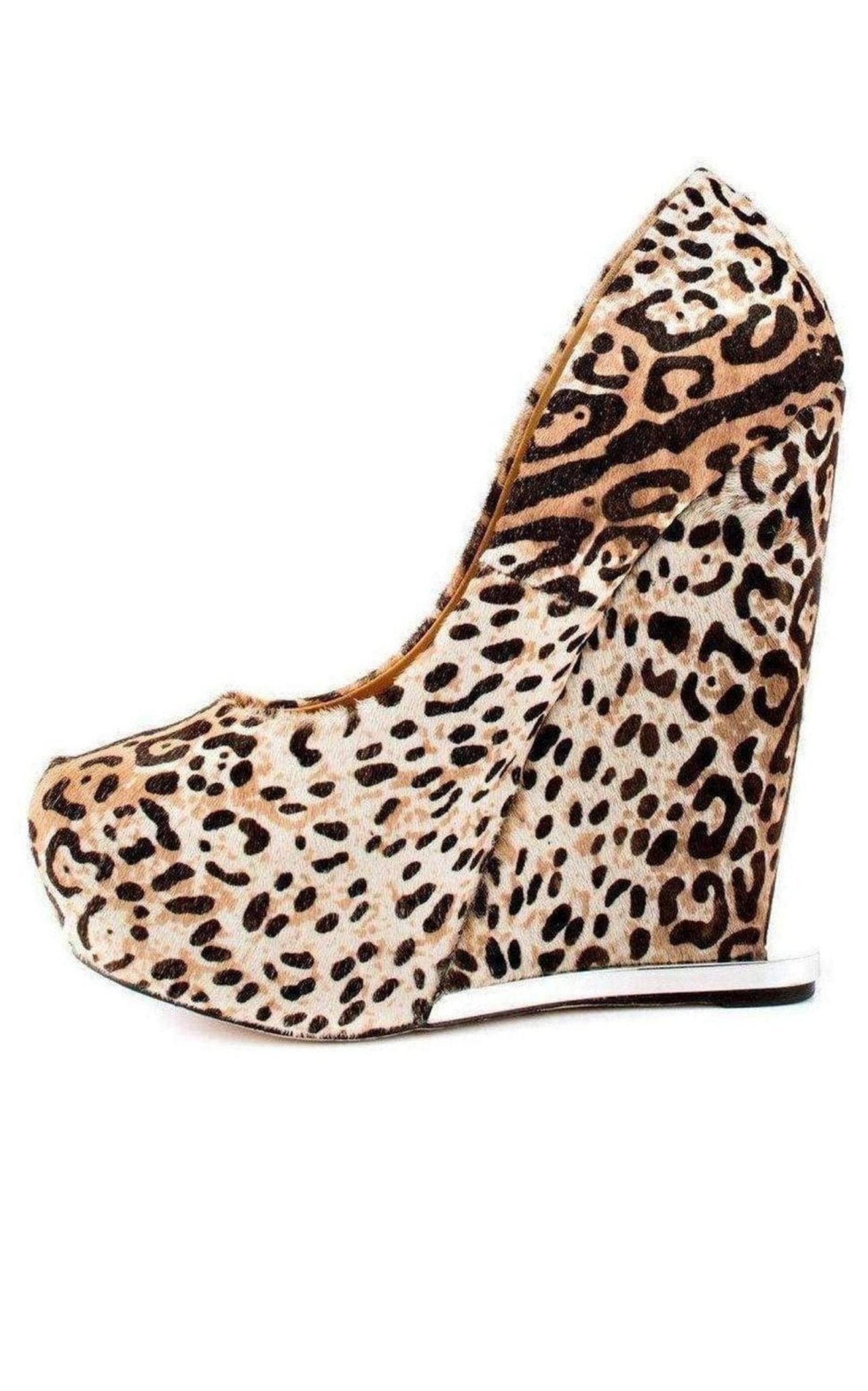 L.A.M.B. Leopard Print Leather Wedge - Runway Catalog