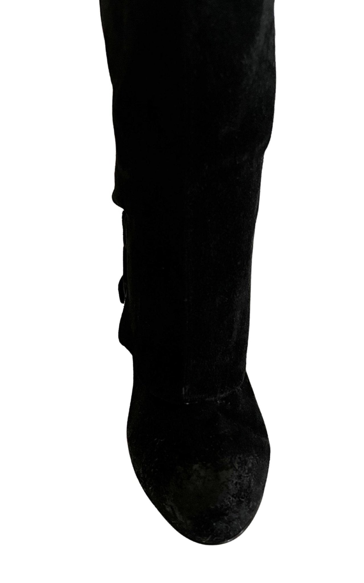 Latitude Femme Over - the - knee Black Suede Boots - Runway Catalog