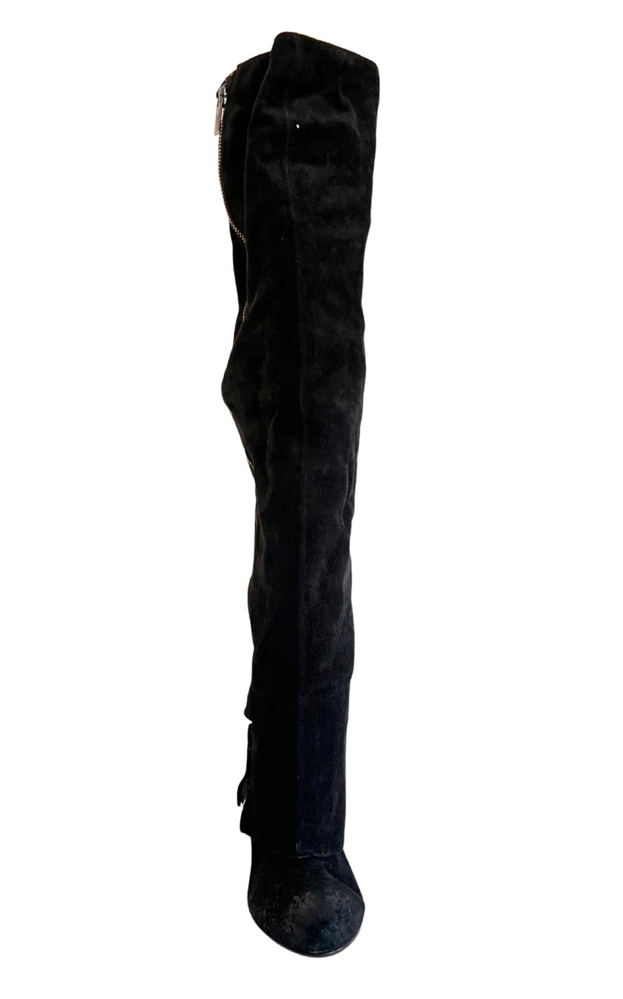 Latitude Femme Over - the - knee Black Suede Boots - Runway Catalog