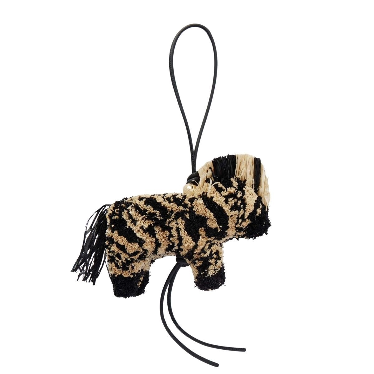 Loewe Paula's Ibiza Cuir zébré - Charme en raphia bordé - Catalogue défilé