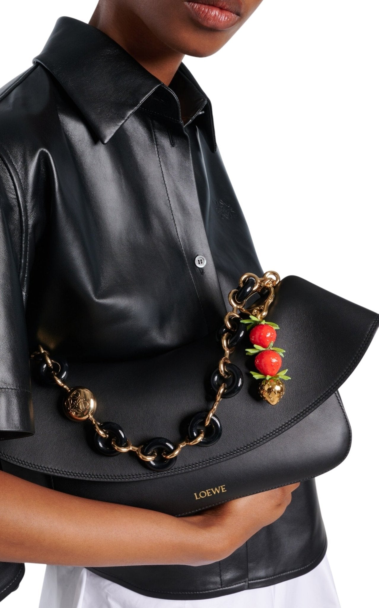 Loewe Strawberry Bag Charm Red Gold