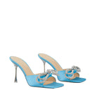MACH & MACH Blue Double Bow Square Toe Mules - Runway Catalog