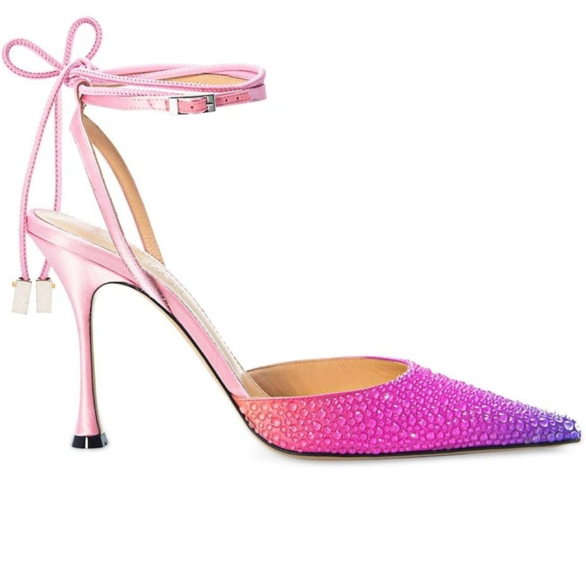 MACH & MACH Crystal Embellished Sandals in Ombre Satin - Runway Catalog