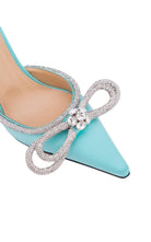 MACH & MACH Double Bow Satin Mules - Runway Catalog