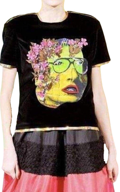 Manish Arora Face Painted Front Velvet Top - Runway Catalog