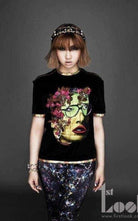 Manish Arora Face Painted Front Velvet Top - Runway Catalog