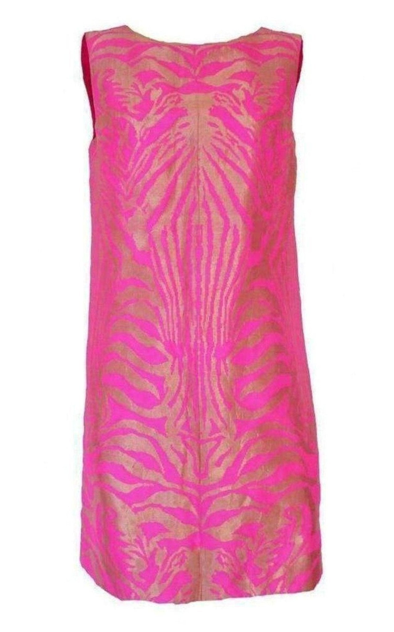 Manish Arora Gold Tiger Print Open Back Silk Dress - Runway Catalog