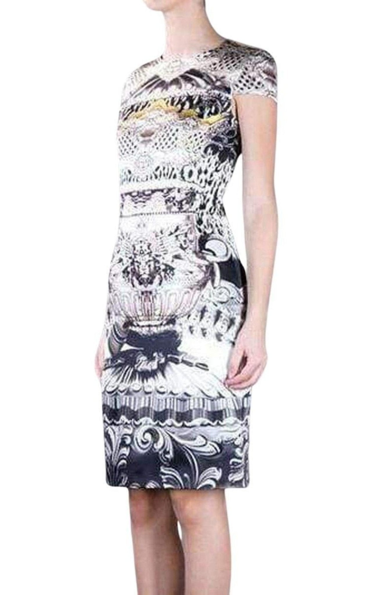 Mary Katrantzou Ebony Scroll Print Silk Dress - Runway Catalog