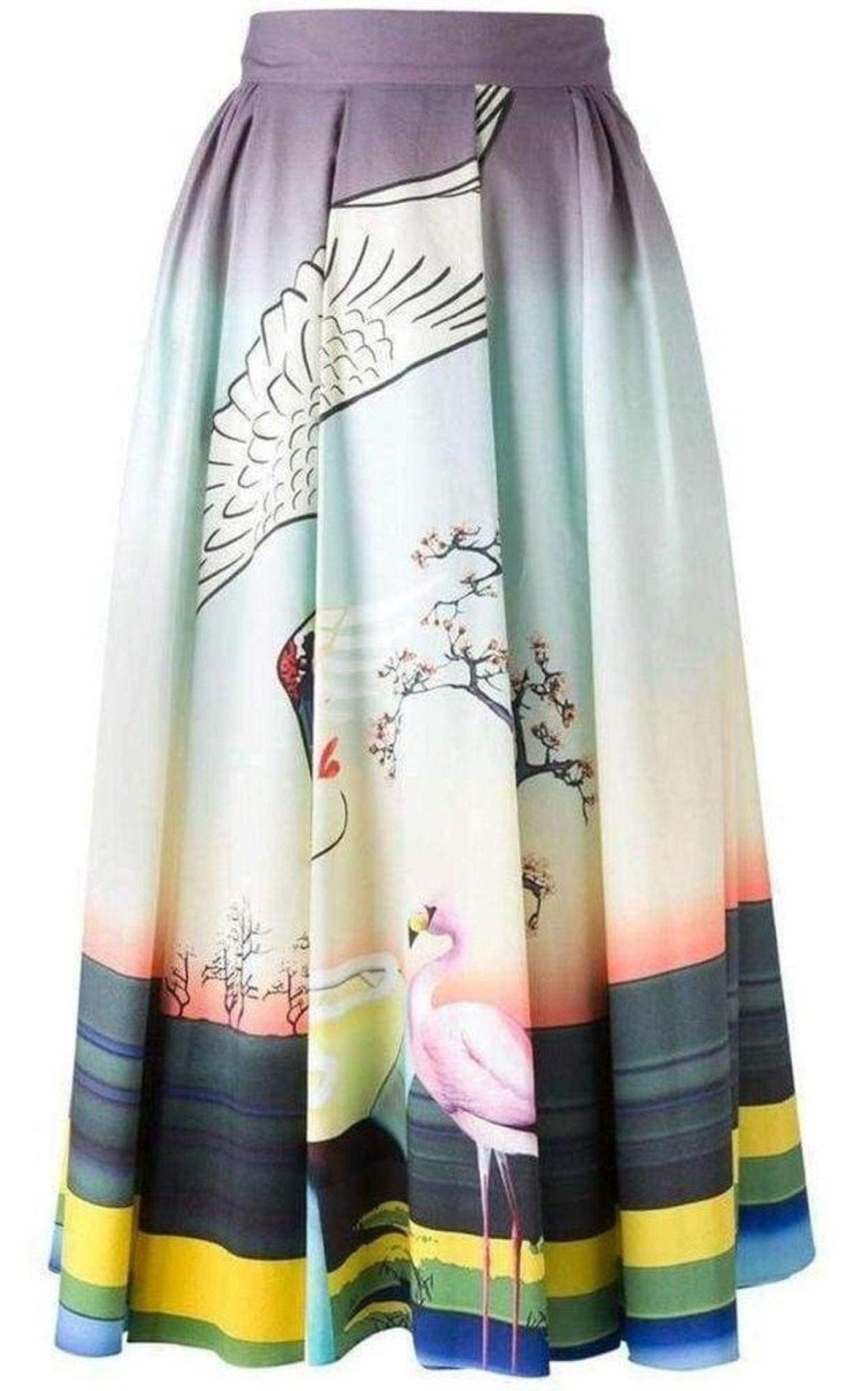 Mary Katrantzou Flamingo Print Cotton Skirt