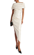 Maticevski Amber Drapiertes Midikleid aus cremefarbener Baumwolle – Runway-Katalog