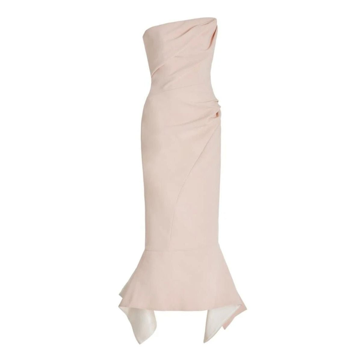 Maticevski Suffix Strapless Blush Crepe Midi Dress - Runway Catalog