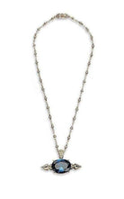 Mawi Spike and Oval Blue Crystal Necklace - Runway Catalog