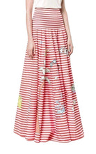 Mira Mikati Mira Mikati Red White Stripe Cotton Skirt Dress - Runway Catalog
